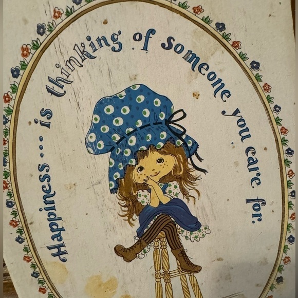 Scandinavian Blue Bonnet Girl White Cutting Board 1970s Vintage Kitchen Decor - Picture 3 of 4